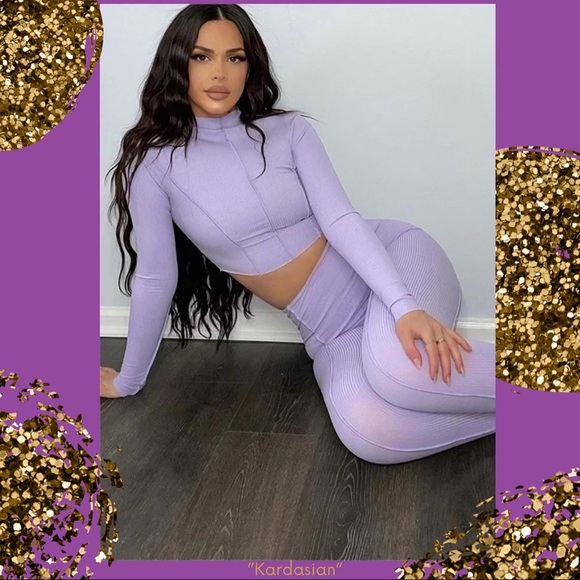 chic me trends Pants - Hot new women’s knit ribbed long sleeve matching set